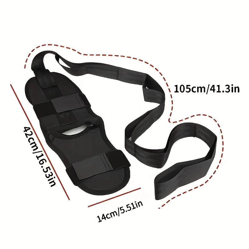 Adjustable Thickened Oxford Cloth Foot and Leg Stretcher(with Ankle Strap)- Calf, Achilles Tendon, Hamstring, and Hip Flexor Stretcher, Suitable for Gym, Pilates, and Body Relaxation- Unisex(Black)