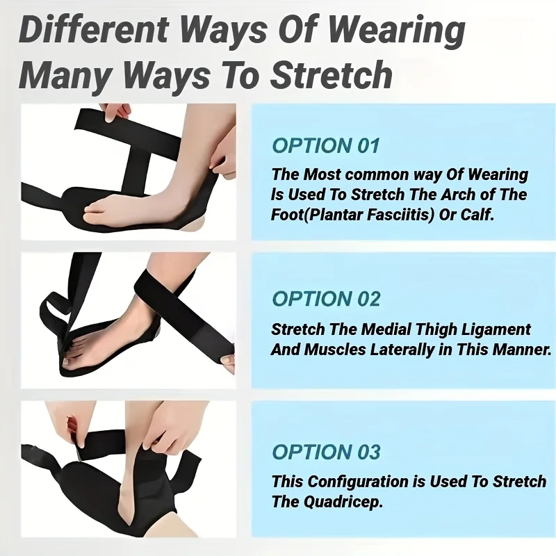 Adjustable Thickened Oxford Cloth Foot and Leg Stretcher(with Ankle Strap)- Calf, Achilles Tendon, Hamstring, and Hip Flexor Stretcher, Suitable for Gym, Pilates, and Body Relaxation- Unisex(Black)