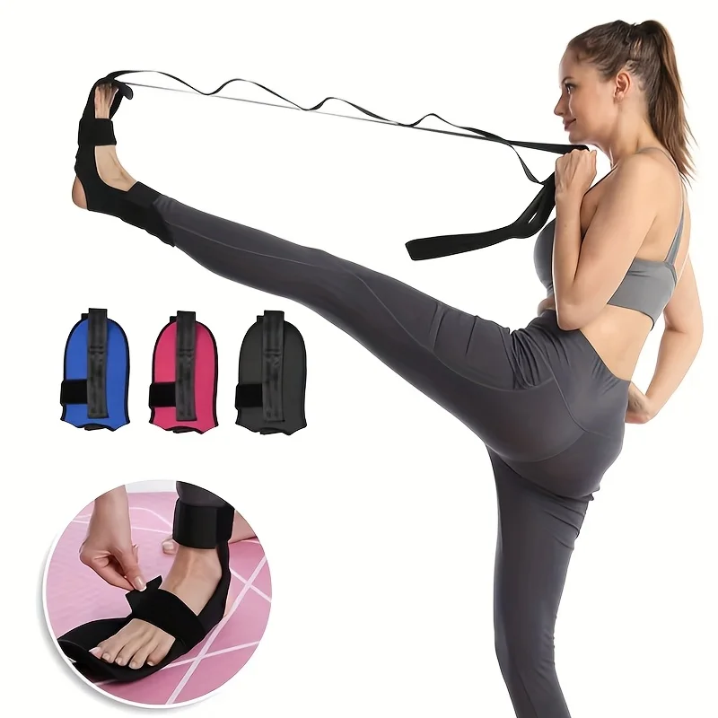 Adjustable Thickened Oxford Cloth Foot and Leg Stretcher(with Ankle Strap)- Calf, Achilles Tendon, Hamstring, and Hip Flexor Stretcher, Suitable for Gym, Pilates, and Body Relaxation- Unisex(Black)