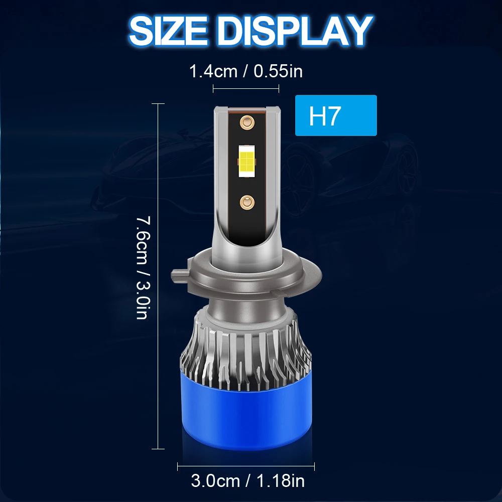 Roadsun Car LED Headlight Bulbs 120W 22000LM CANBUS Super Bright H7 High/Low Beam LED Car Headlamps 6000K DC12V 3570 CSP Chips Auto Light Bulbs Universal Fit For Car Motors