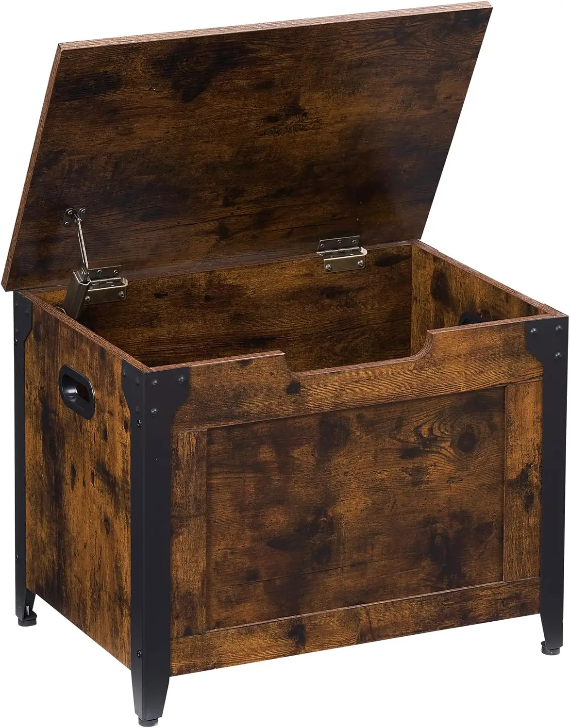 Wooden Storage Trunk with Metal Frame 300lb Weight Capacity Multifunctional for Bedroom Entryway Living Room Car TrunkIdeal Camping Picnics 