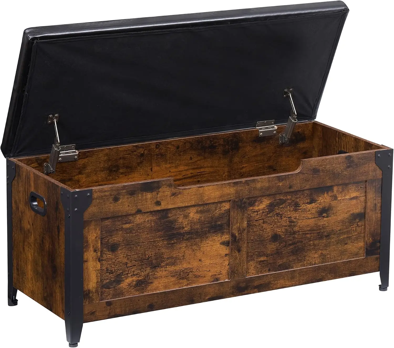 Wooden Storage Trunk with Metal Frame 300lb Weight Capacity Multifunctional for Bedroom Entryway Living Room Car TrunkIdeal Camping Picnics 