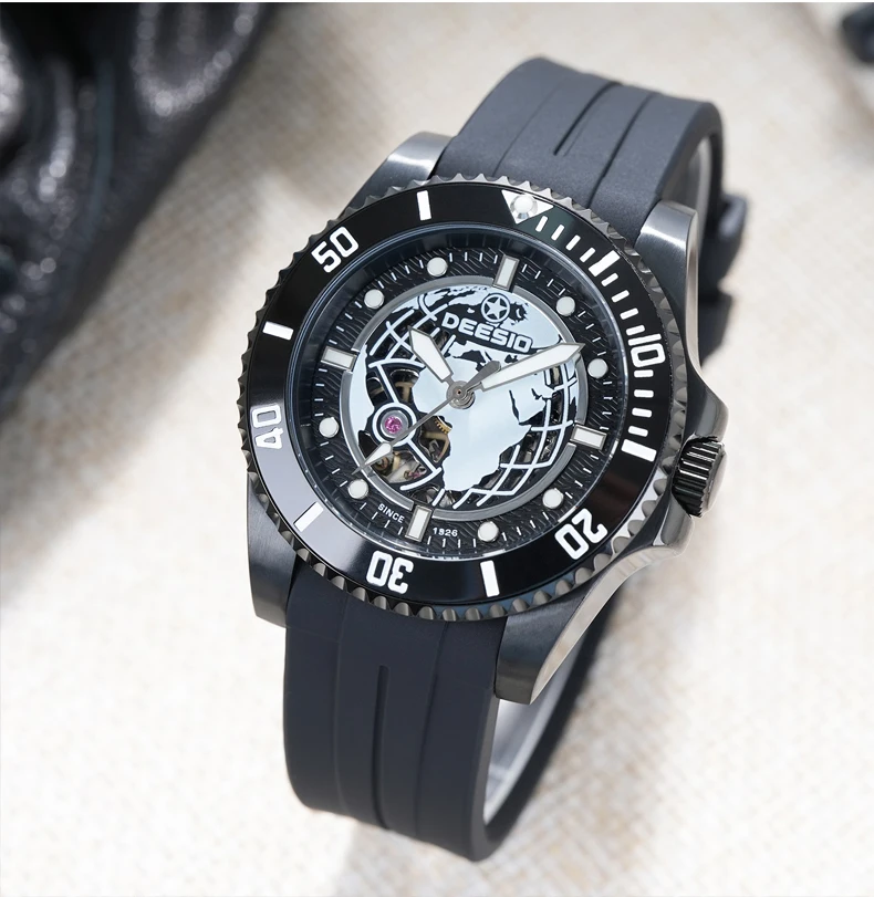 Deesio Upgrade Men's Casual Fashion Automatic Self-Winding Mechanical Wristwatch Luminous Water Resistant Stainless Steel Band Classic Business Dress Round Dial Luxury Elegant Watches Gift for Him Mens Automatic Watch Personalized 100M Water Resistant