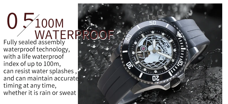 Deesio Upgrade Men's Casual Fashion Automatic Self-Winding Mechanical Wristwatch Luminous Water Resistant Stainless Steel Band Classic Business Dress Round Dial Luxury Elegant Watches Gift for Him Mens Automatic Watch Personalized 100M Water Resistant