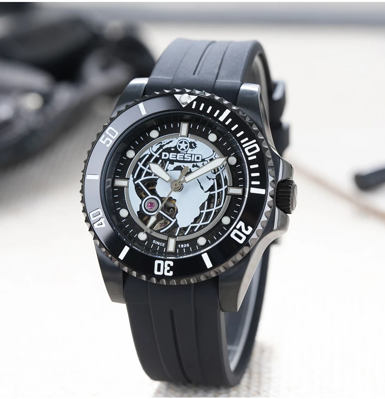Deesio Upgrade Men's Casual Fashion Automatic Self-Winding Mechanical Wristwatch Luminous Water Resistant Stainless Steel Band Classic Business Dress Round Dial Luxury Elegant Watches Gift for Him Mens Automatic Watch Personalized 100M Water Resistant
