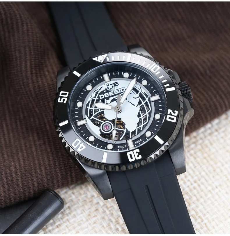 Deesio Upgrade Men's Casual Fashion Automatic Self-Winding Mechanical Wristwatch Luminous Water Resistant Stainless Steel Band Classic Business Dress Round Dial Luxury Elegant Watches Gift for Him Mens Automatic Watch Personalized 100M Water Resistant