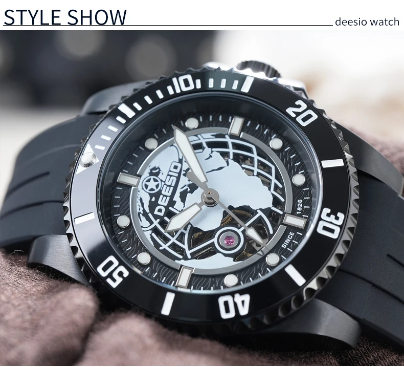 Deesio Upgrade Men's Casual Fashion Automatic Self-Winding Mechanical Wristwatch Luminous Water Resistant Stainless Steel Band Classic Business Dress Round Dial Luxury Elegant Watches Gift for Him Mens Automatic Watch Personalized 100M Water Resistant