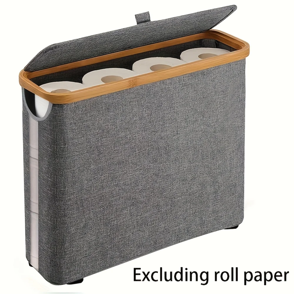 Bamboo Toilet Paper Storage Basket Large Capacity Holder for 9 Rolls Bathroom Storage Cabinet with Cover Organizer Container
