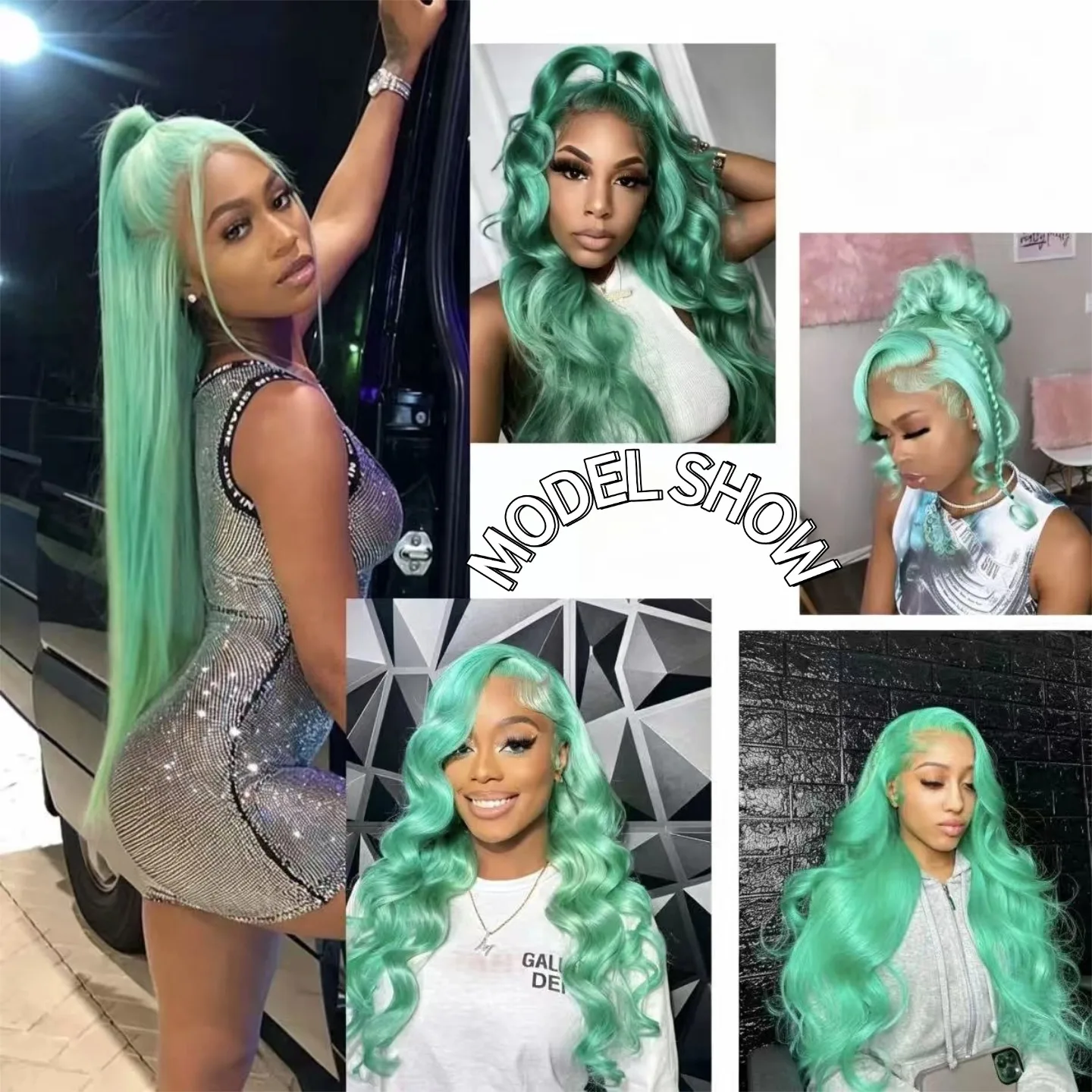 Mint Green Colored Body Wave Human Hair Wigs 13×6 HD Lace Frontal Wig Pre Plucked 180% 210% Density Vietnamese Raw Human Hair Wigs For Women