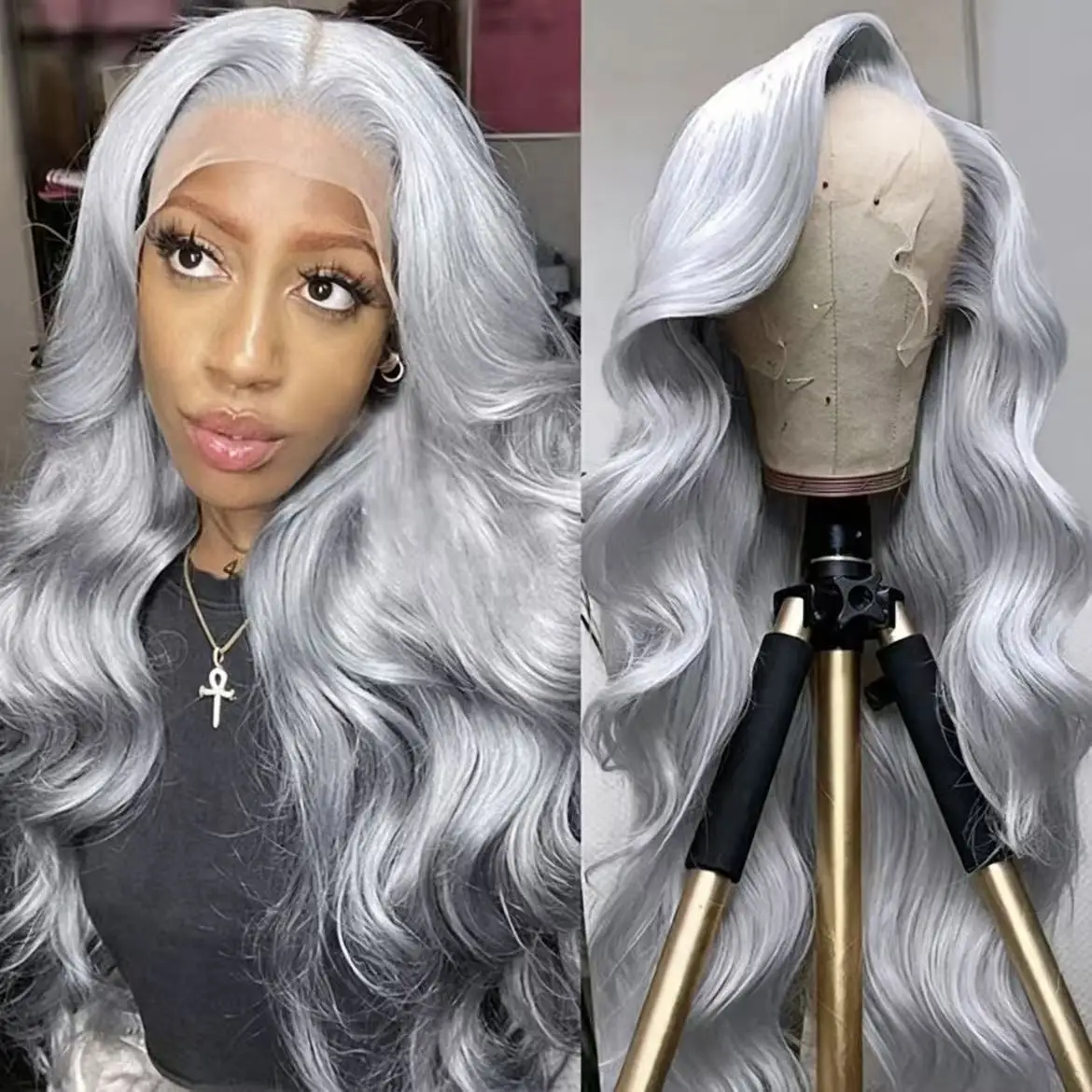 Mint Green Colored Body Wave Human Hair Wigs 13×6 HD Lace Frontal Wig Pre Plucked 180% 210% Density Vietnamese Raw Human Hair Wigs For Women