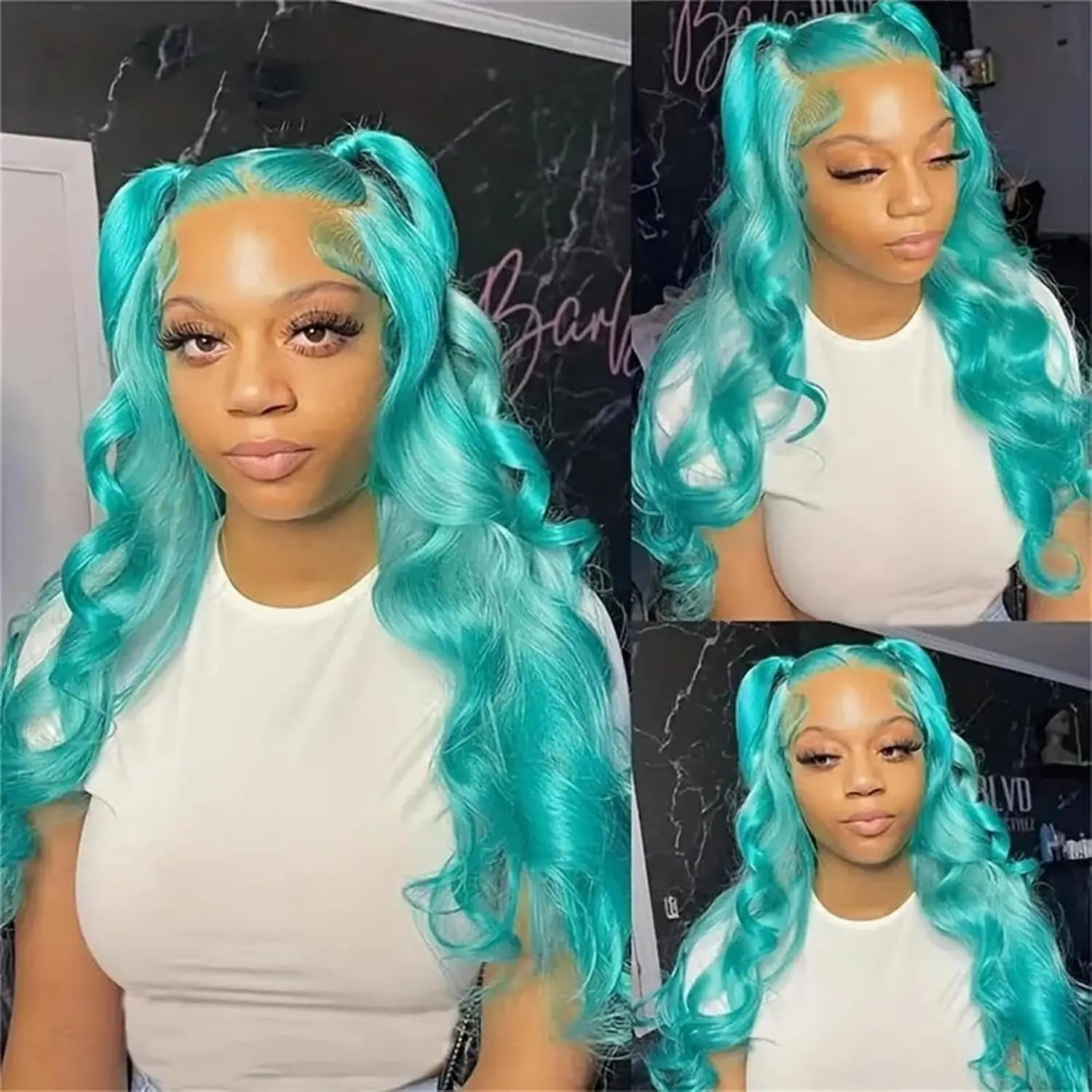 Mint Green Colored Body Wave Human Hair Wigs 13×6 HD Lace Frontal Wig Pre Plucked 180% 210% Density Vietnamese Raw Human Hair Wigs For Women