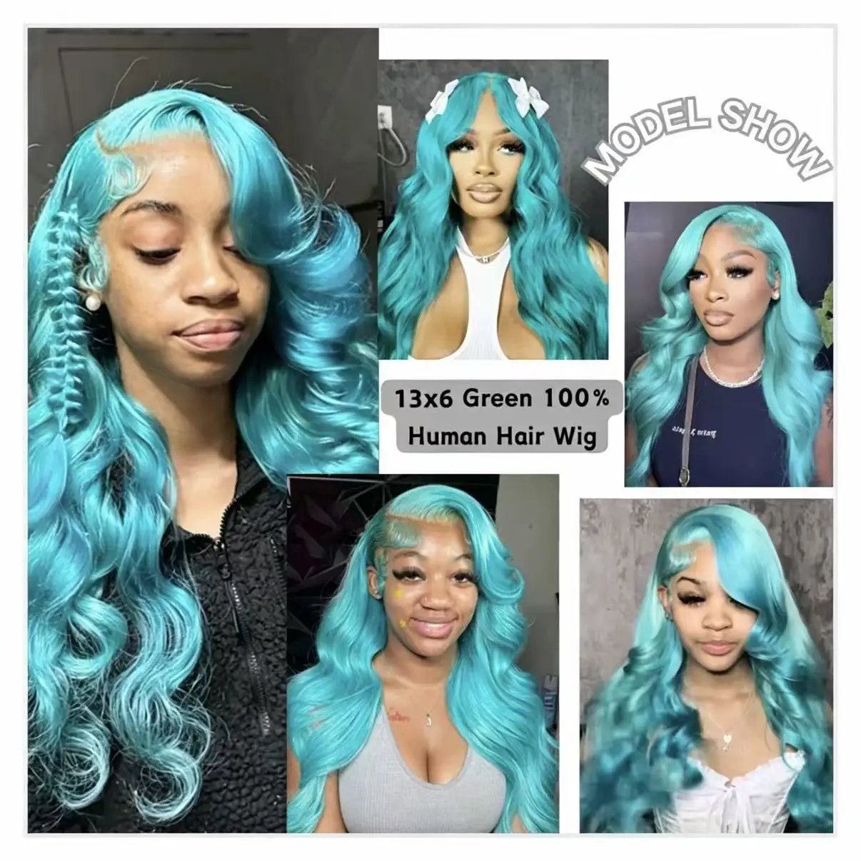 Mint Green Colored Body Wave Human Hair Wigs 13×6 HD Lace Frontal Wig Pre Plucked 180% 210% Density Vietnamese Raw Human Hair Wigs For Women