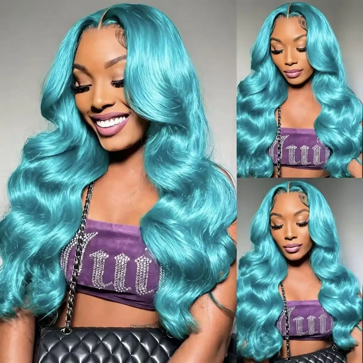 Mint Green Colored Body Wave Human Hair Wigs 13×6 HD Lace Frontal Wig Pre Plucked 180% 210% Density Vietnamese Raw Human Hair Wigs For Women