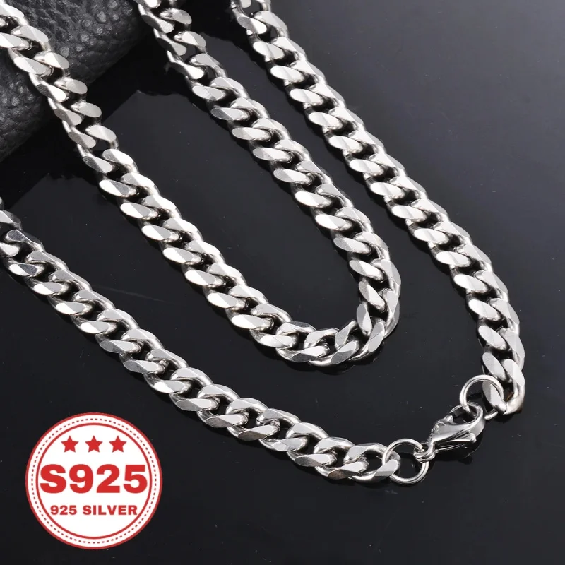 925 Pure Silver Cuban Chain, 10mm Cuban Link, Unisex. Must-Have Trendy Item, Classic and Versatile Style, Made in China, High-End Necklace, Perfect for Gifts. Buy Three Get One Free.