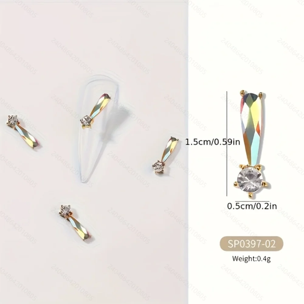 24 Grids Gold Alloy Nail Charms Multi‑Shape Colored Rhinestone Nail Ornaments 3D Luxury DIY Manicure Decor Supplies for Nail Salon Home Use