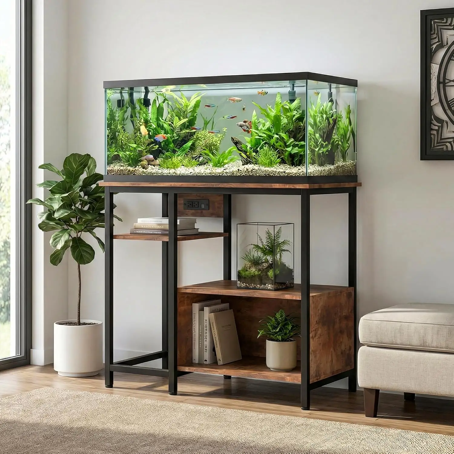 Garvee 80CM Aquarium Stand for 20-29 Gallon Gallon Tank,Heavy Duty Fish Tank Stand up to 600 LBS,Aquarium Stand with Power for aquarium and reptile
