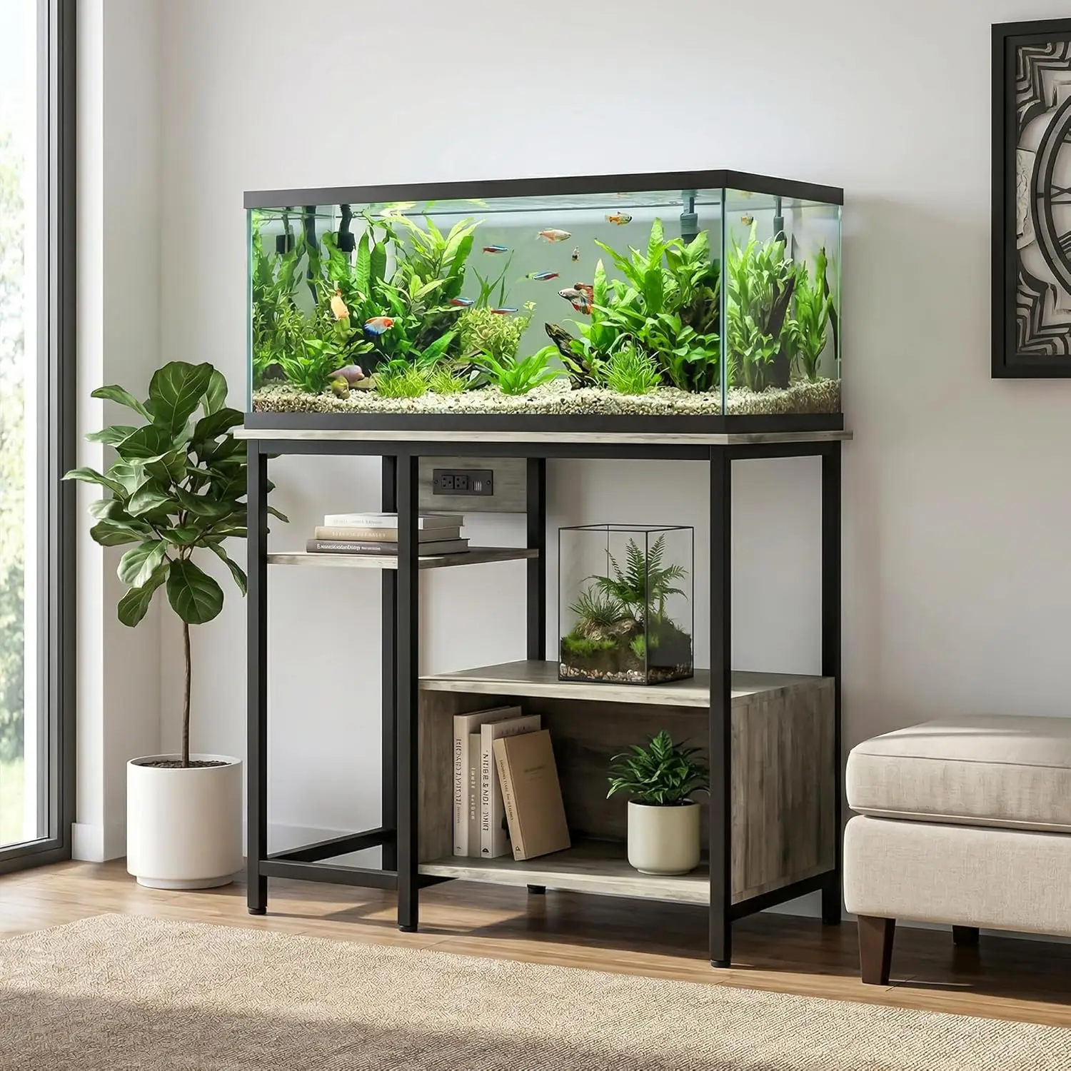 Garvee 80CM Aquarium Stand for 20-29 Gallon Gallon Tank,Heavy Duty Fish Tank Stand up to 600 LBS,Aquarium Stand with Power for aquarium and reptile