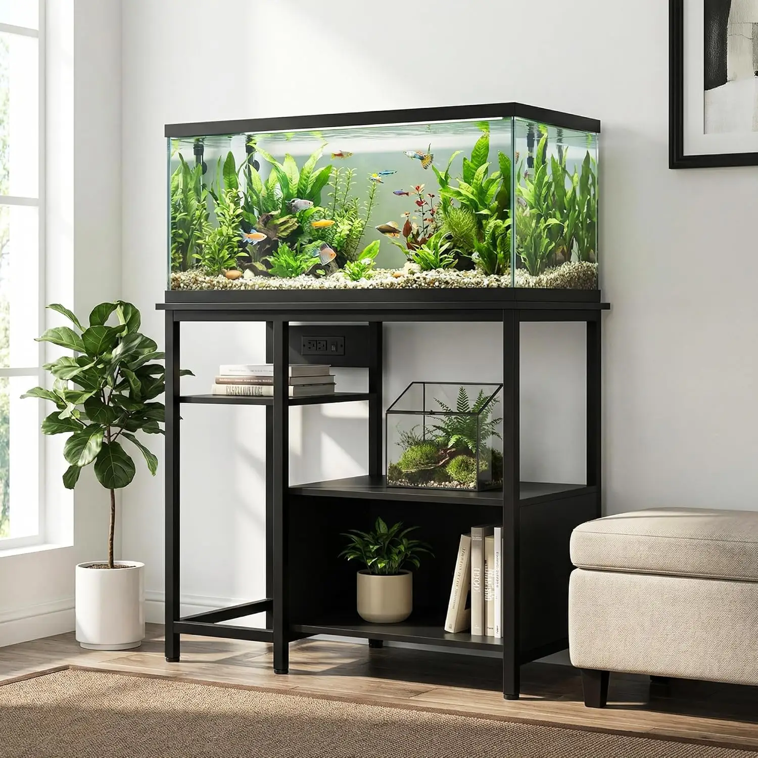 Garvee 80CM Aquarium Stand for 20-29 Gallon Gallon Tank,Heavy Duty Fish Tank Stand up to 600 LBS,Aquarium Stand with Power for aquarium and reptile