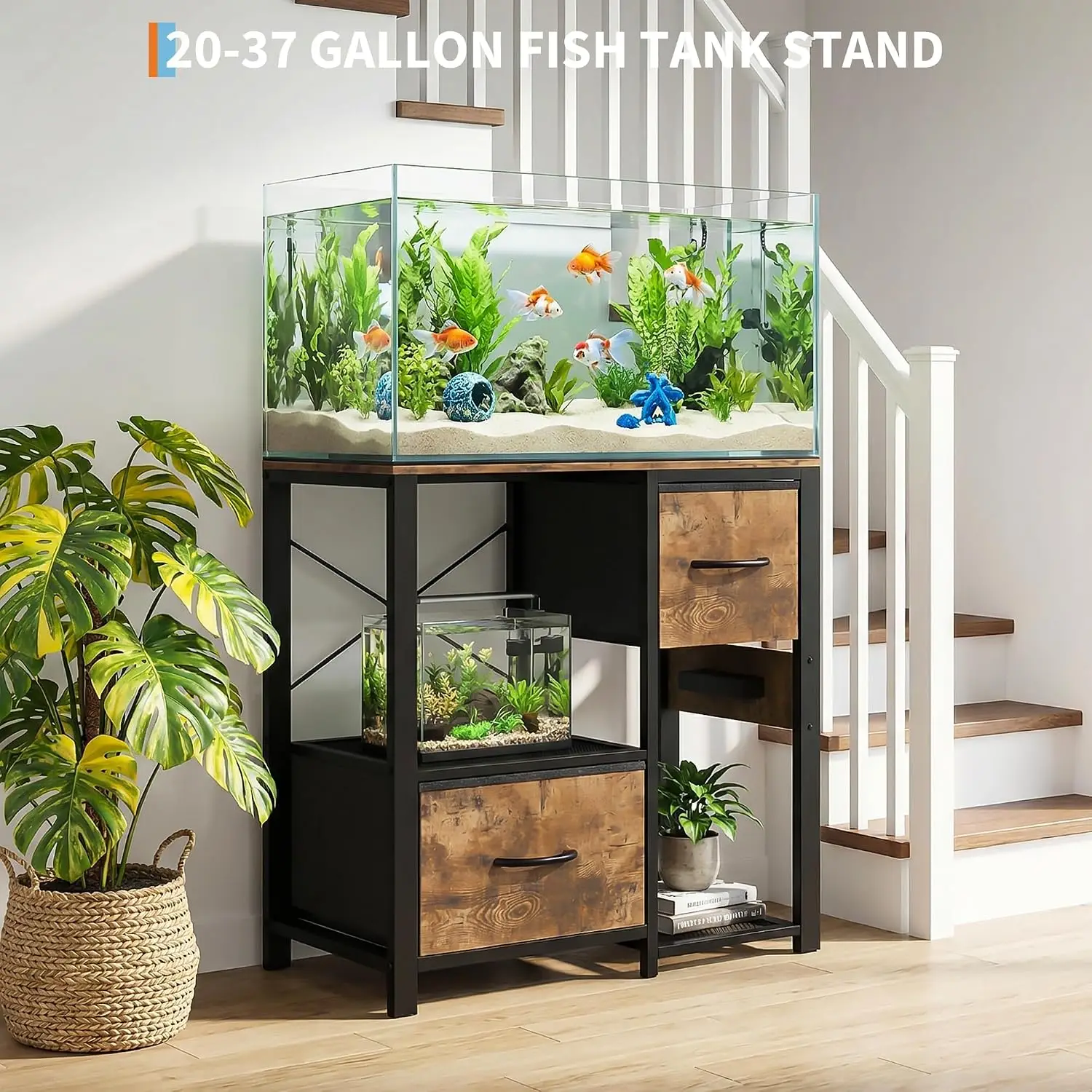 Garvee 80CM Aquarium Stand for 20-29 Gallon Gallon Tank,Heavy Duty Fish Tank Stand up to 600 LBS,Aquarium Stand with Power for aquarium and reptile