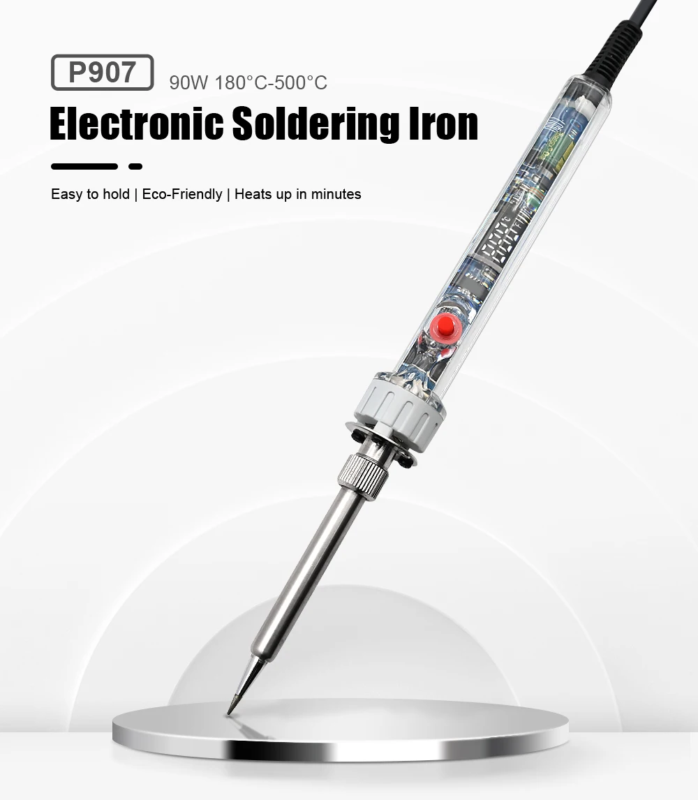 P907 Transparent Electric Soldering Iron Kit 100W 110V/220V Adjustable Temperature LCD Digital Display Welding Repair Tool