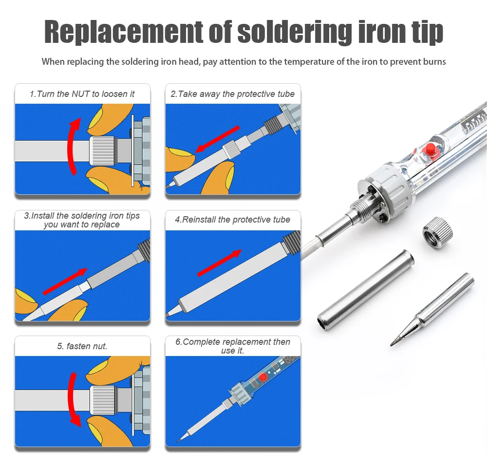 P907 Transparent Electric Soldering Iron Kit 100W 110V/220V Adjustable Temperature LCD Digital Display Welding Repair Tool