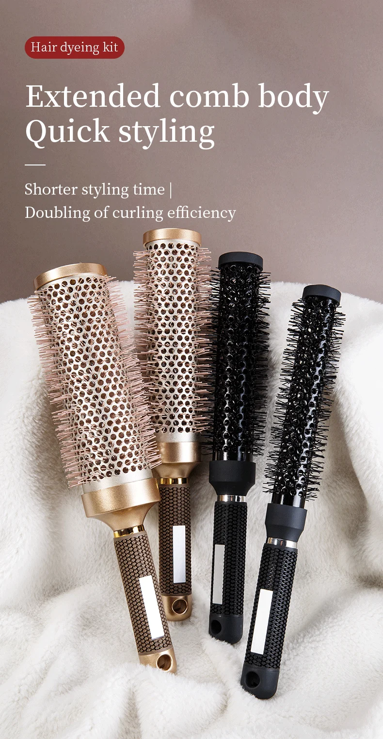 5Pcs/Set 2 In 1 Water Spray Hair Brush & Round Hair Roller Brush Set Anti‑static Salon Hair Styling Comb for Blow Drying Curling Volumizing Hairdressing Tool