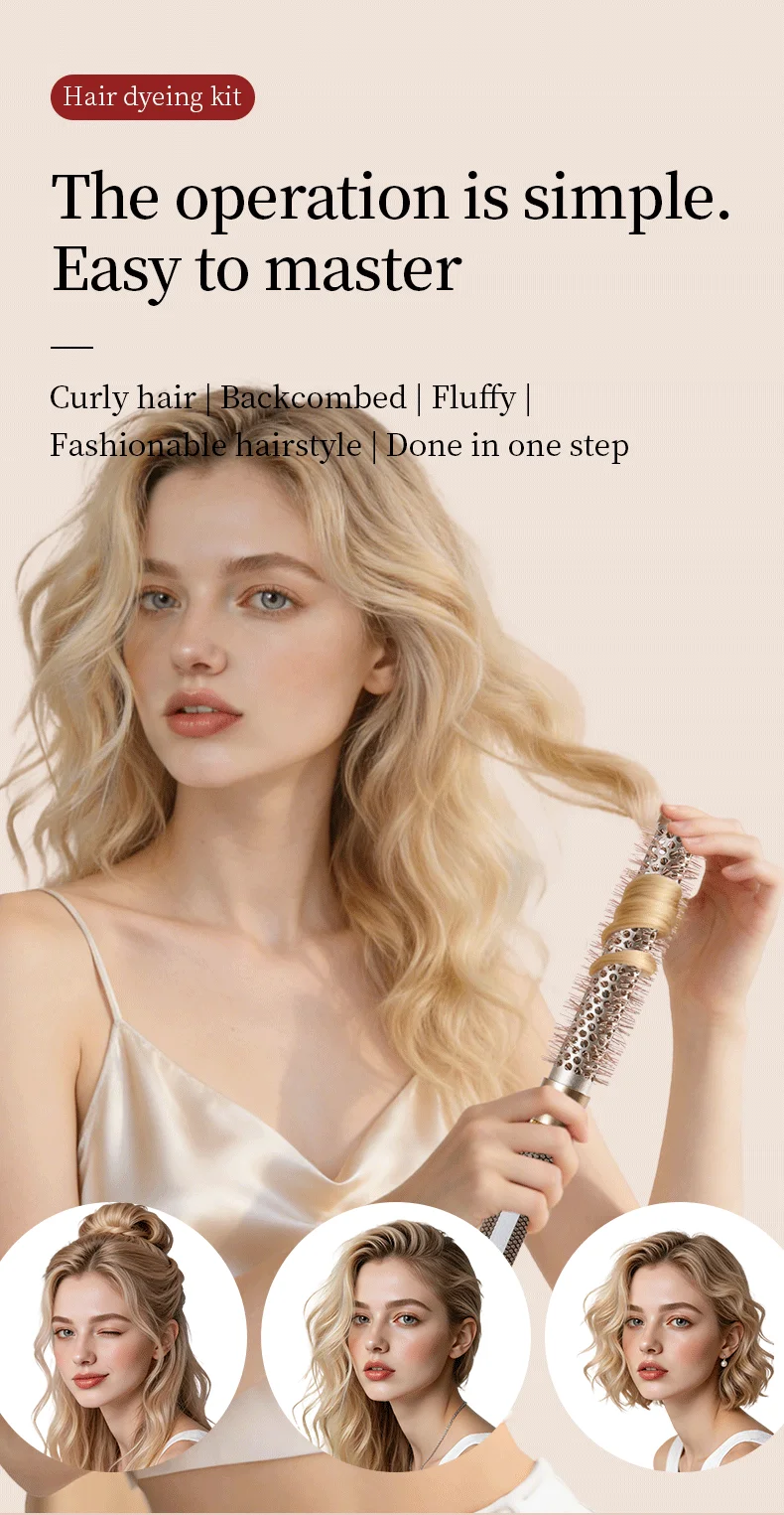 5Pcs/Set 2 In 1 Water Spray Hair Brush & Round Hair Roller Brush Set Anti‑static Salon Hair Styling Comb for Blow Drying Curling Volumizing Hairdressing Tool