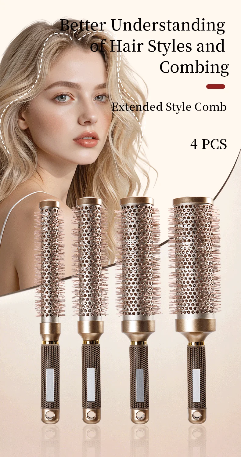 5Pcs/Set 2 In 1 Water Spray Hair Brush & Round Hair Roller Brush Set Anti‑static Salon Hair Styling Comb for Blow Drying Curling Volumizing Hairdressing Tool