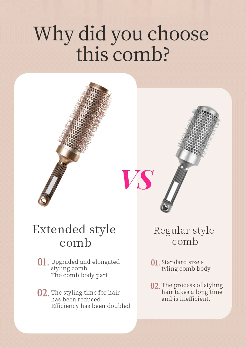 5Pcs/Set 2 In 1 Water Spray Hair Brush & Round Hair Roller Brush Set Anti‑static Salon Hair Styling Comb for Blow Drying Curling Volumizing Hairdressing Tool