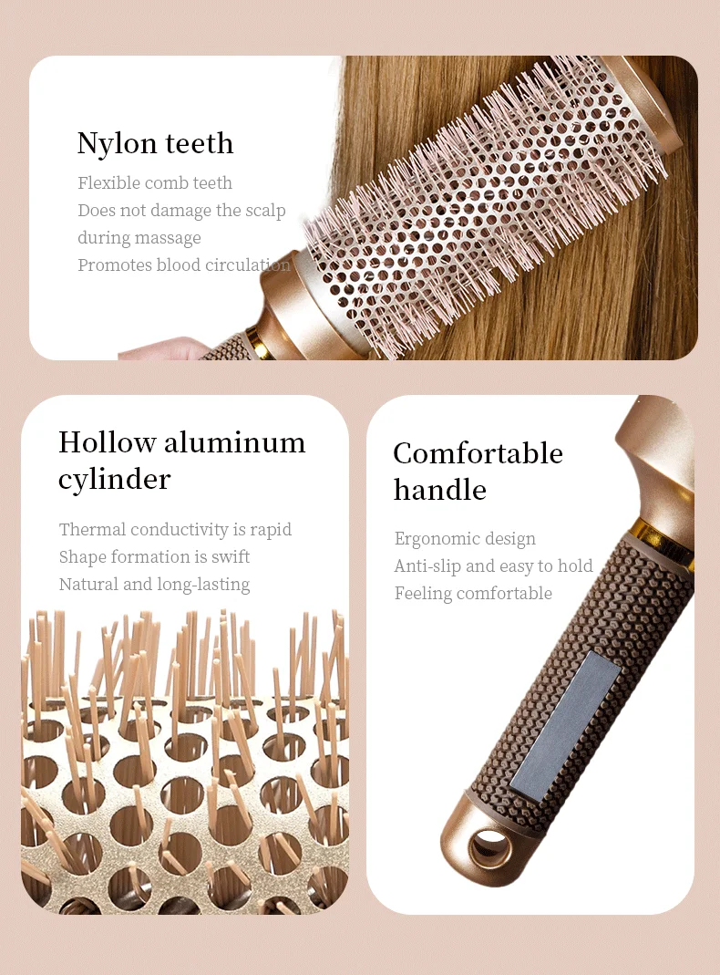 5Pcs/Set 2 In 1 Water Spray Hair Brush & Round Hair Roller Brush Set Anti‑static Salon Hair Styling Comb for Blow Drying Curling Volumizing Hairdressing Tool