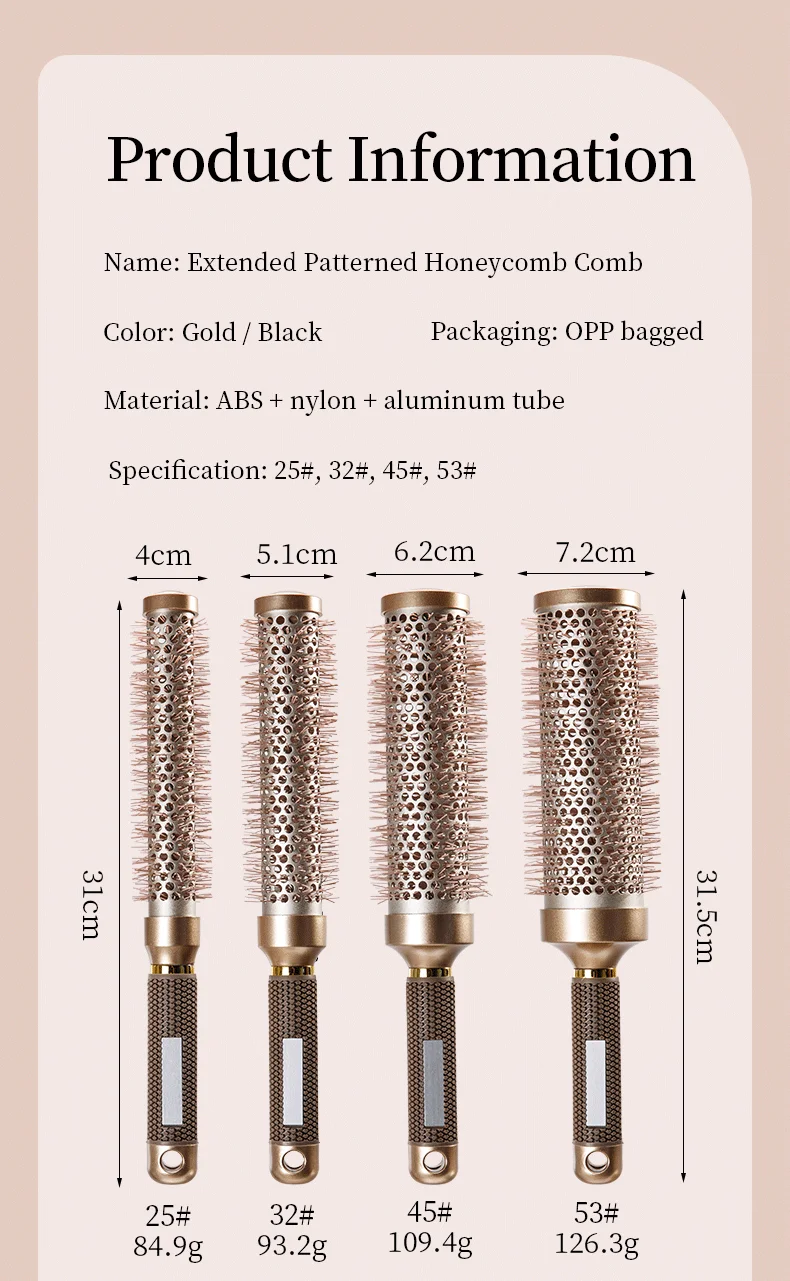 5Pcs/Set 2 In 1 Water Spray Hair Brush & Round Hair Roller Brush Set Anti‑static Salon Hair Styling Comb for Blow Drying Curling Volumizing Hairdressing Tool