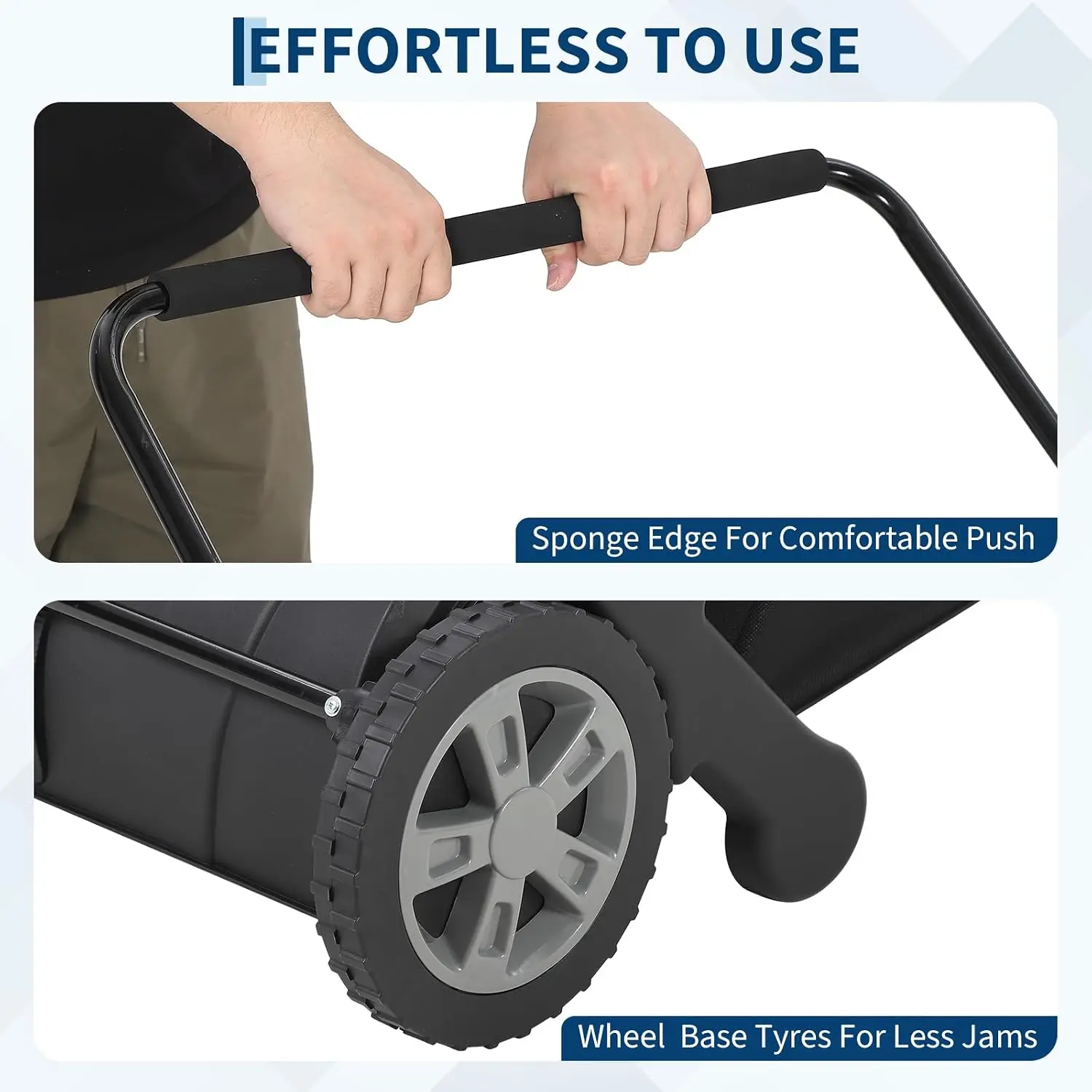 21 Inch Push Lawn Sweeper, Heavy Duty Leaf Collector with Dual Spinning Brushes 3.5 Cu. ft. Mesh Bag, Adjustable Height, Walk Behind Grass Sweeper for Leaves, Pine Needles & Yard Debris