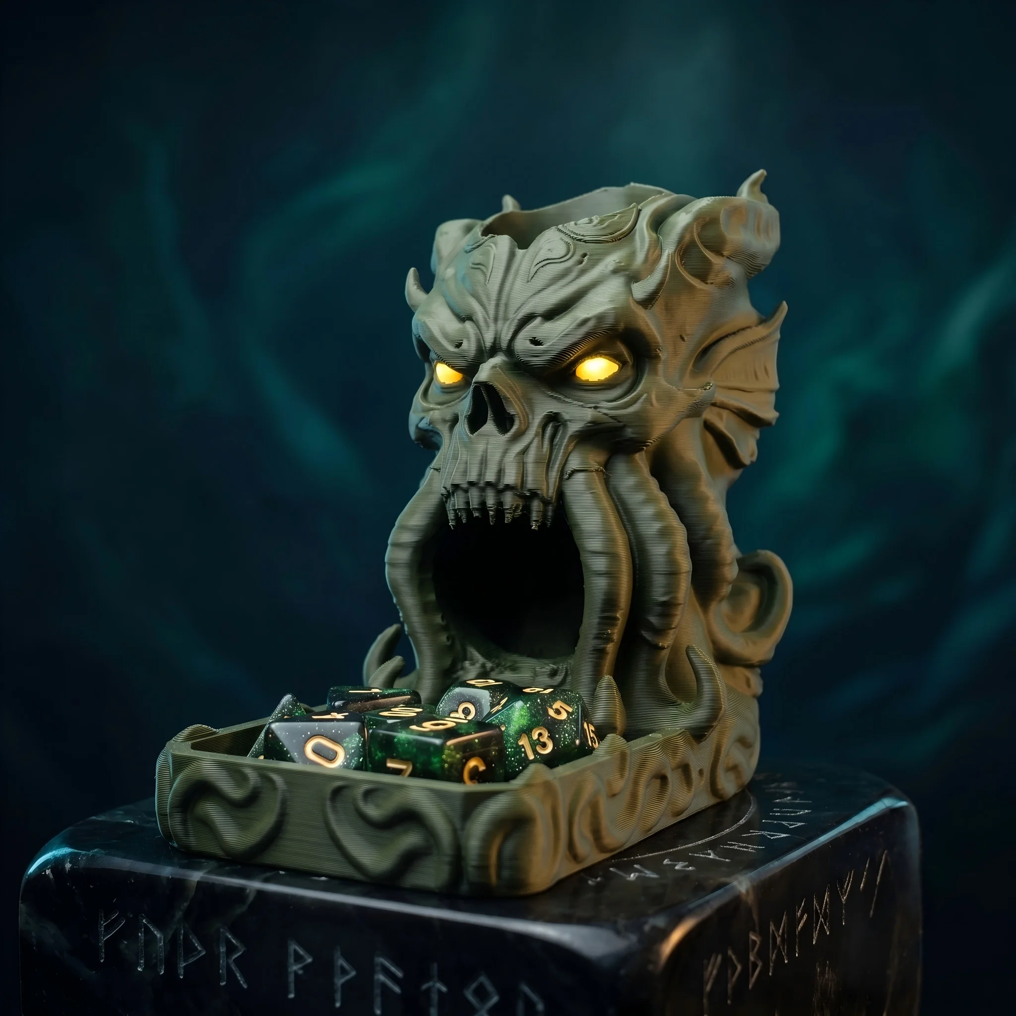 Cthulhu Tentacle Monster Skull Dice Tower & Tray, D&D Tabletop Board Game Accessory. High Precision 3D Printed Statue Ornament, Perfect for Collection. Quirky Humorous Holiday Gift & Spooky Halloween Decoration for Gamers