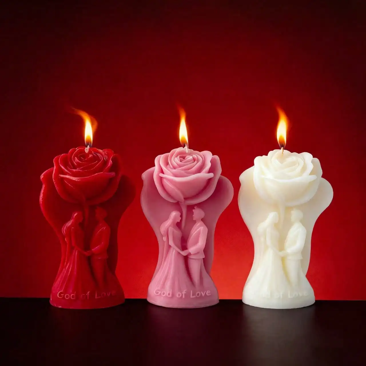 Rose Couple Scented Candle, Suitable For Valentine's Day Gift, Home Decor, Bedroom Decor, Party, Dining Table Decor, Kitchen Decor, Restaurant, Party, Candlelight, Birthday Candle Decor, Holiday Decor