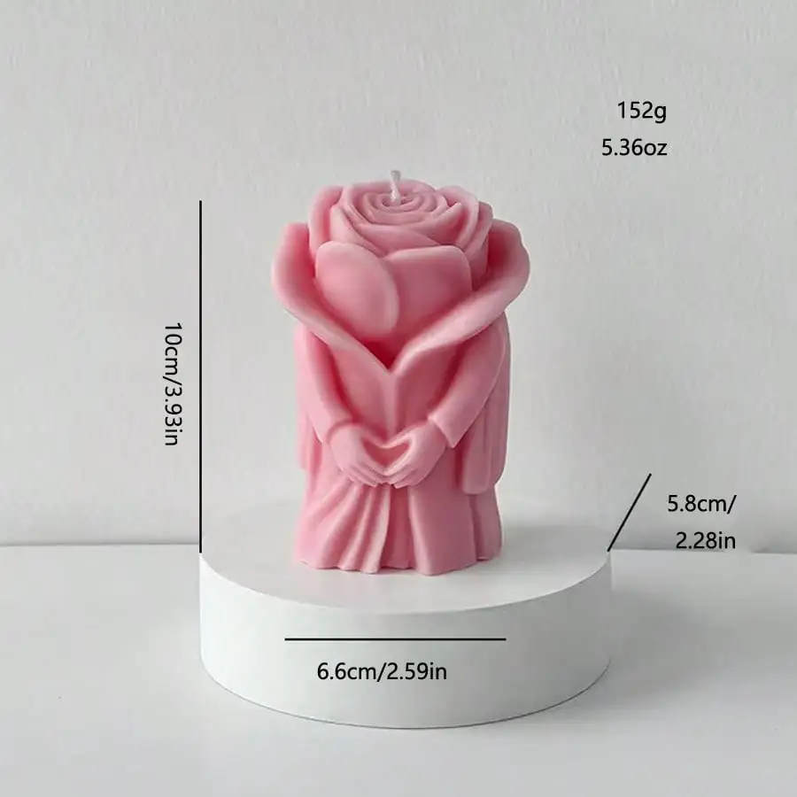 Rose Couple Scented Candle, Suitable For Valentine's Day Gift, Home Decor, Bedroom Decor, Party, Dining Table Decor, Kitchen Decor, Restaurant, Party, Candlelight, Birthday Candle Decor, Holiday Decor