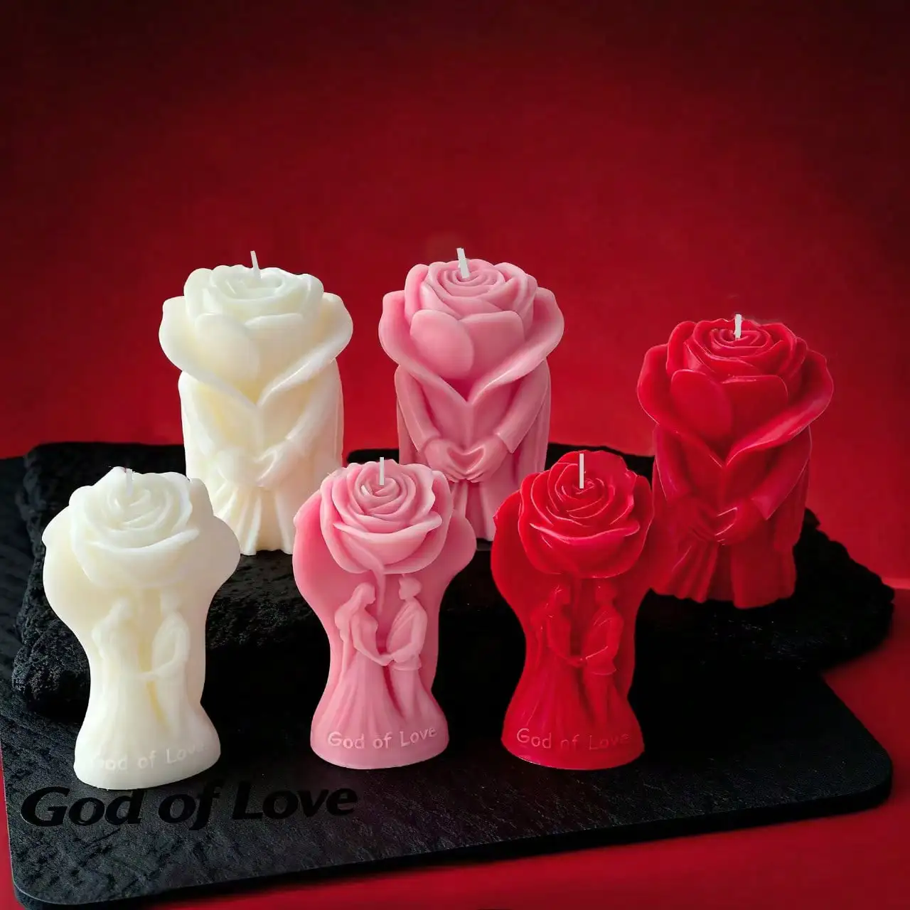 Rose Couple Scented Candle, Suitable For Valentine's Day Gift, Home Decor, Bedroom Decor, Party, Dining Table Decor, Kitchen Decor, Restaurant, Party, Candlelight, Birthday Candle Decor, Holiday Decor