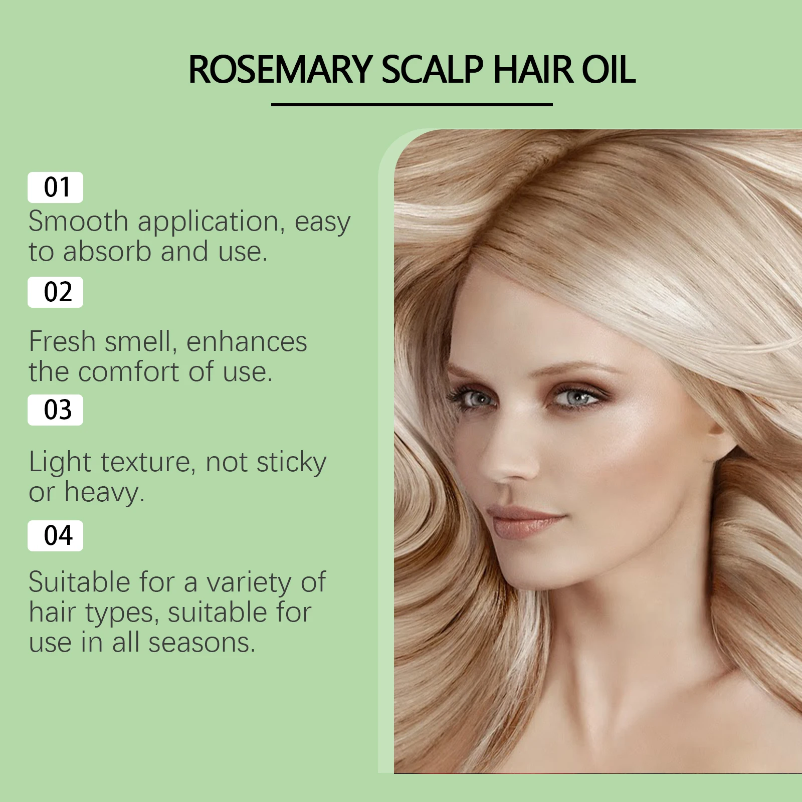 Rosemary Hair Care Oil Vitamin E Soft Smooth Natural Volume Lightweight Long Lasting Fragrance Daily Use Non Greasy Formula Hair Care