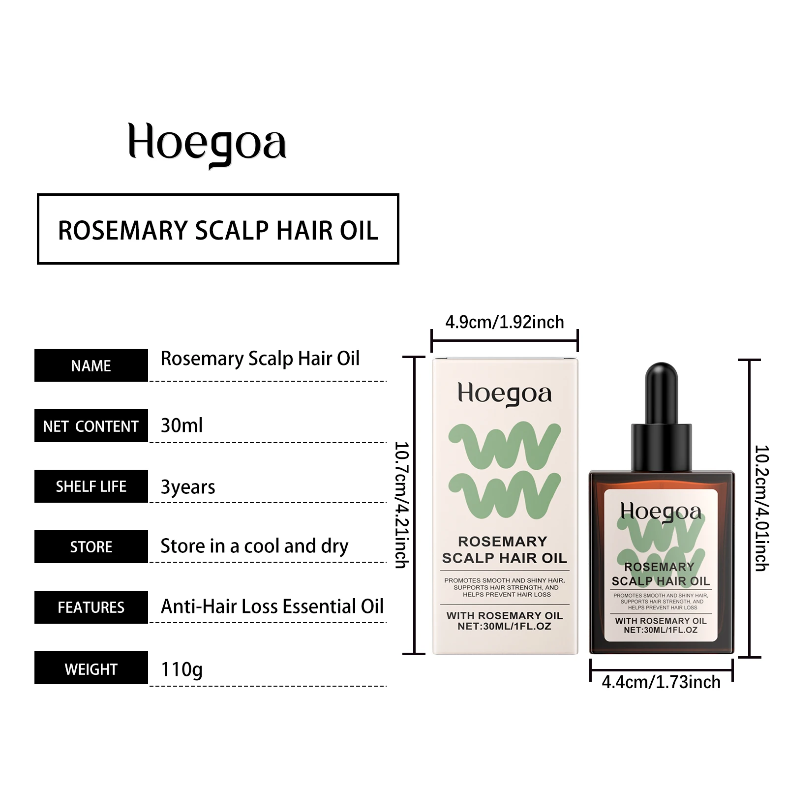 Rosemary Hair Care Oil Vitamin E Soft Smooth Natural Volume Lightweight Long Lasting Fragrance Daily Use Non Greasy Formula Hair Care