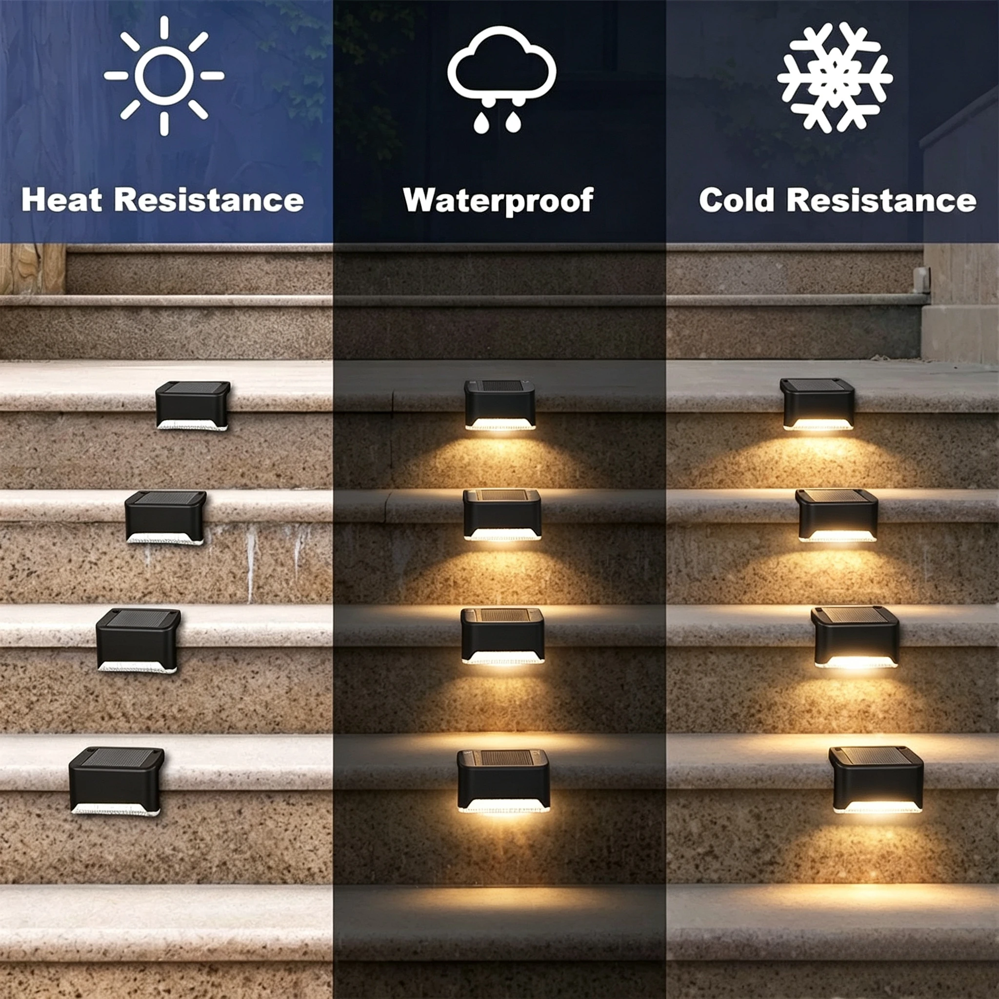 8/16 Pack Upgraded Solar Step Lights Strong Light Transmittance LED Cover, 3000K Warm White, IP44 Waterproof & Weather Resistant Outdoor Deck Lights, Auto On/Off Wireless for Stairs, Patio, Fence, Wall
