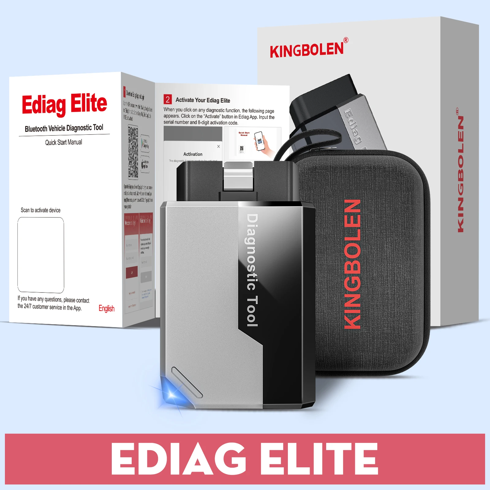 2026 New KINGBOLEN Ediag Elite Lifetime Free Car Diagnostic Tools All System 15 Resets Bi-directional Test Auto Scanner OBD2