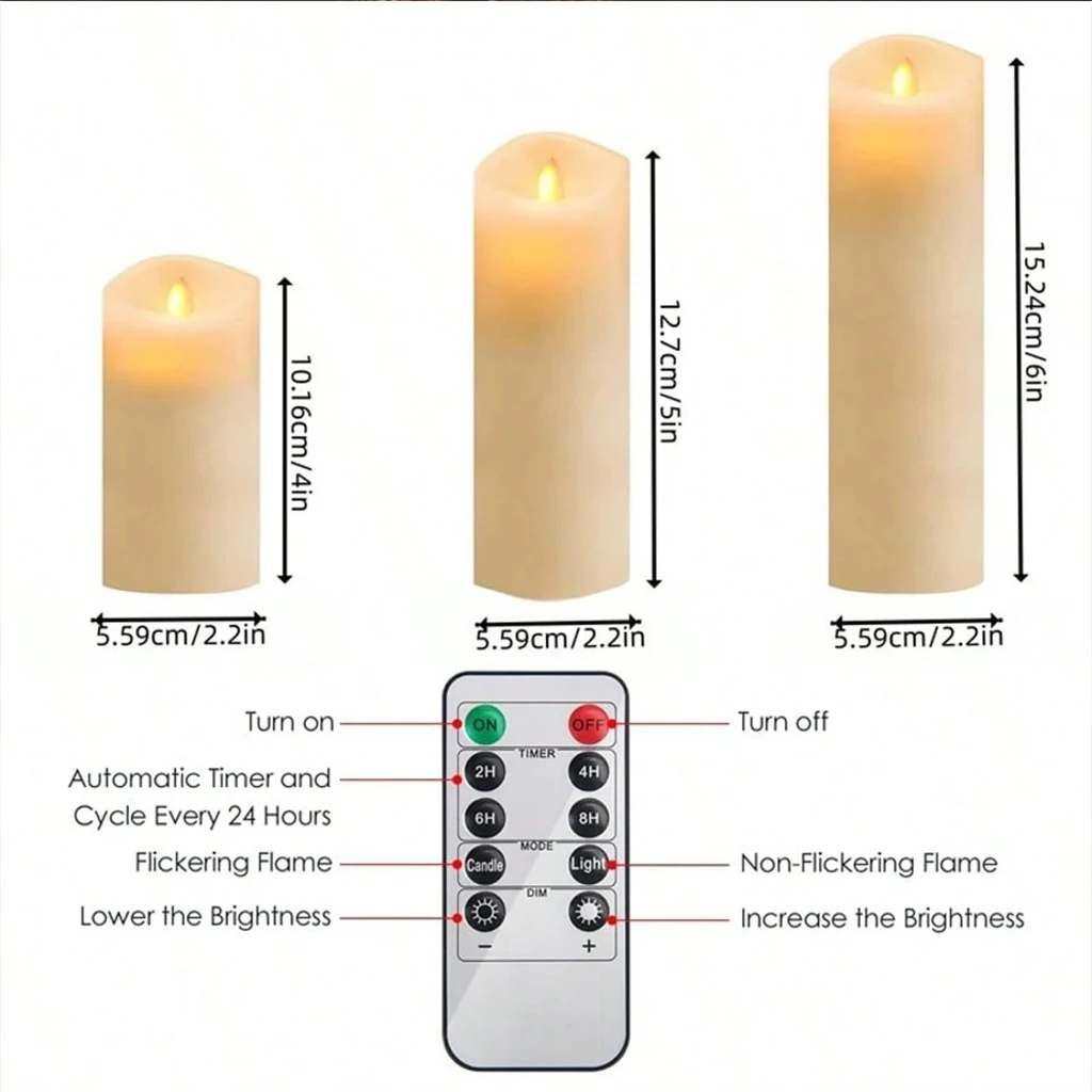 24 pcs LED Flameless Candles with Remote Control - Battery Operated Flickering Pillar Candles for Wedding, Home Decor, Valentine's Day & Christmas