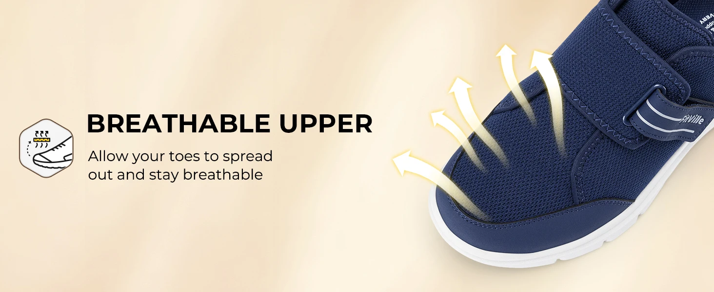 FitVille Diabetic Shoes for Men Extra Wide, Hook and Loop Walking Shoes for Elderly for Swollen Feet Foot Pain Relief Neuropathy - EasyTop V10