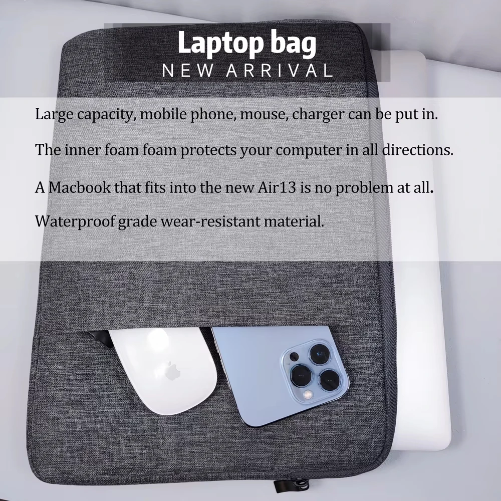 Laptop Bag for Macbook Air M2 Case 11" 14" 15.6" Inner Bladder For Macbook Pro Air M1 Lenovo Dell HP Huawei Xiaomi Denim Bag