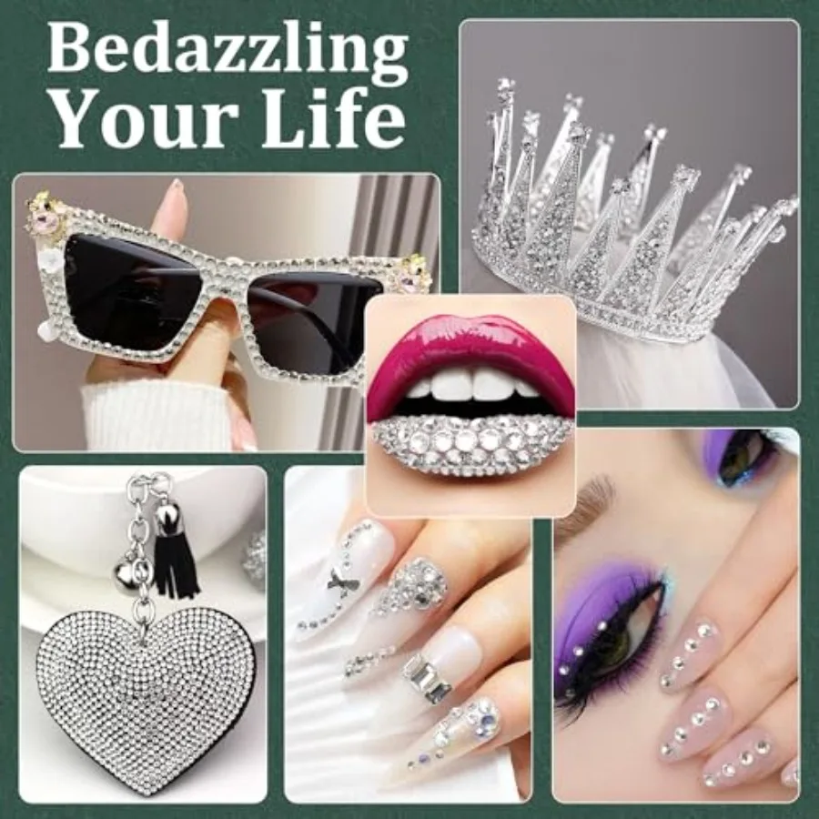Resin Rhinestones for Crafting with B7000 Jewelry Glue, 1 Box Clear Flatback Crystals with 3Pcs 10ml Glue for Bedazzling Crafts