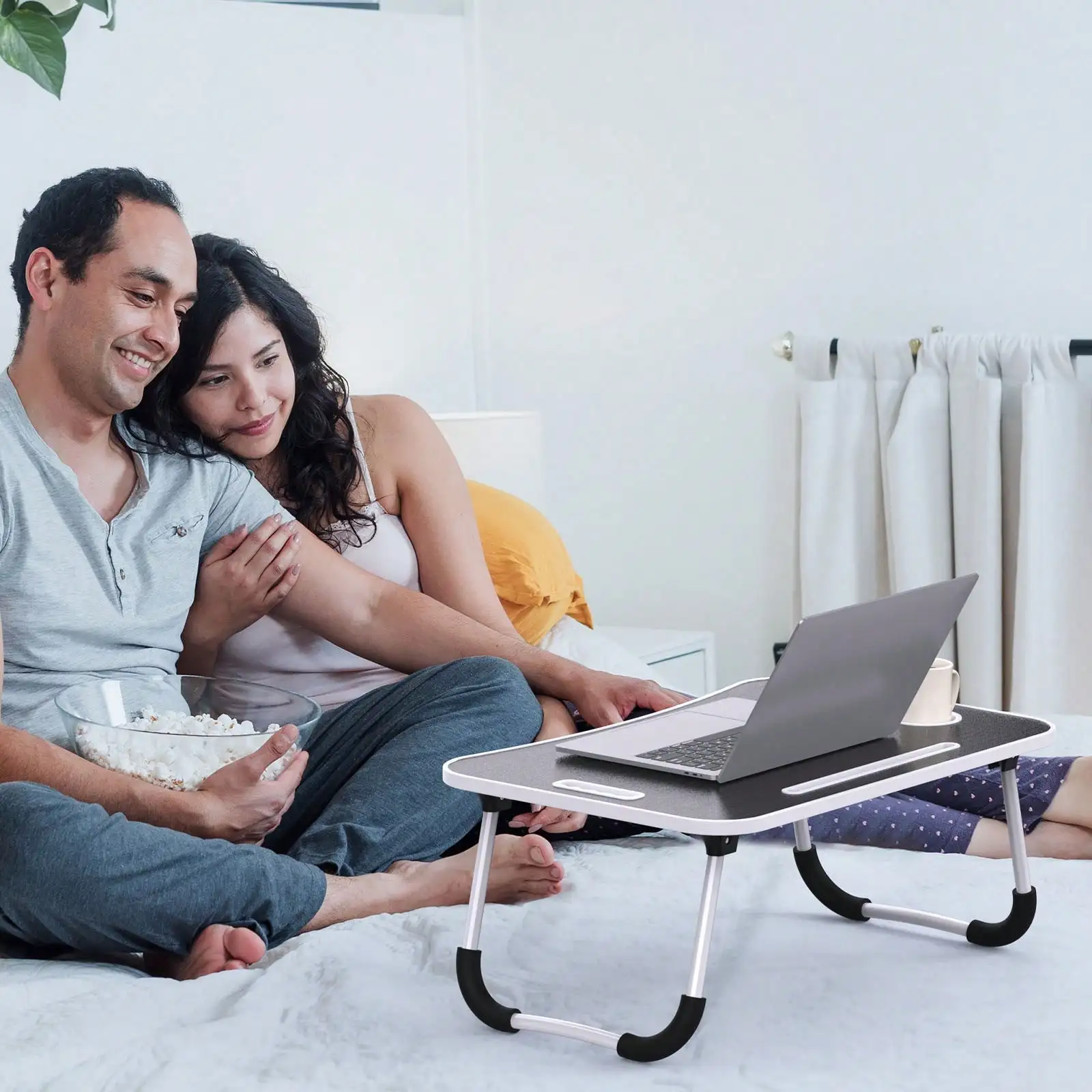 Foldable Laptop And Bed Table With Storage, Portable Lap Desk For Legs, Ideal For Study, Reading, Picnic, Breakfast,And More