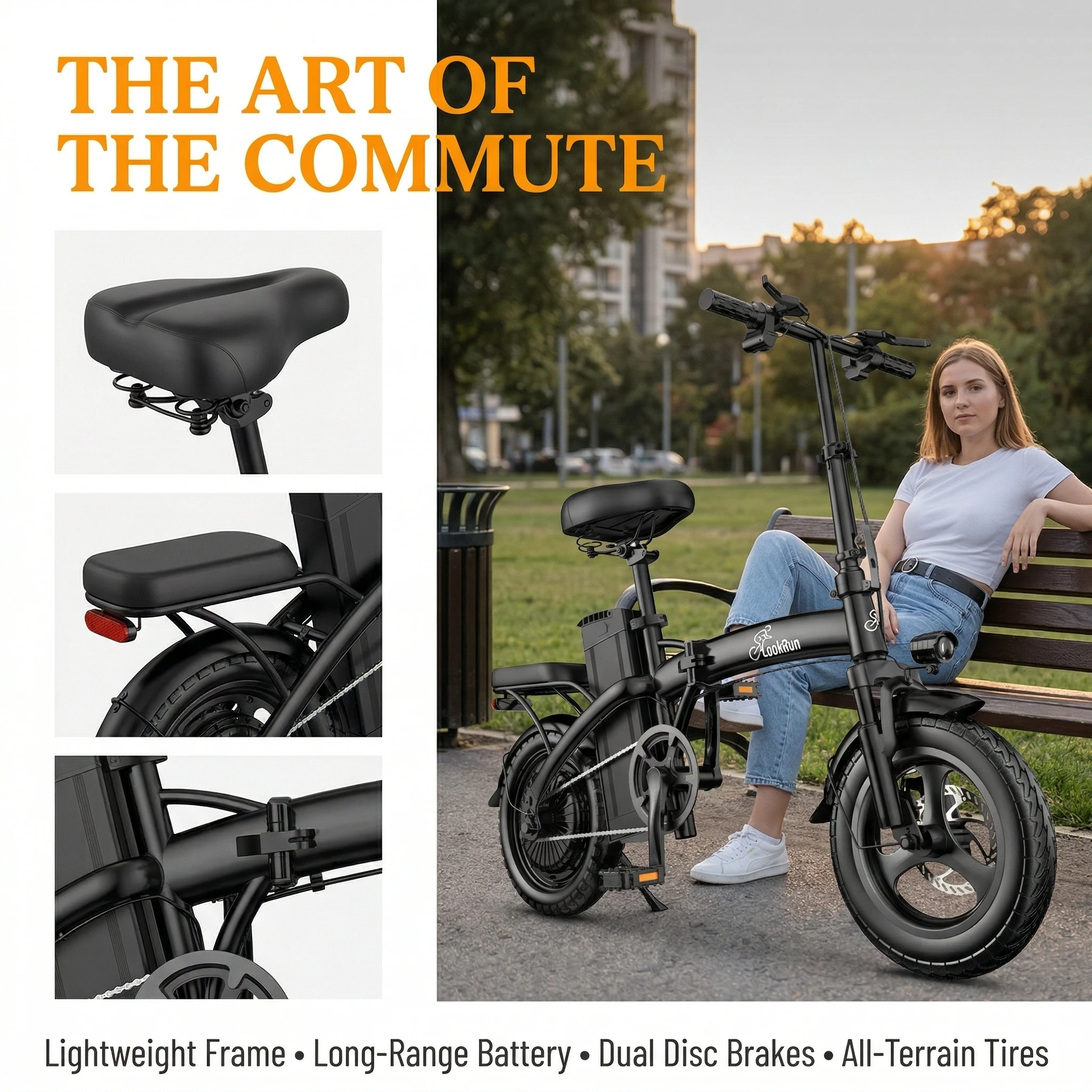 Folding Electric Bike for Adults 400W Motor 48V 10Ah Removable Battery Dual Disc Brake Portable Foldable Ebike for Car Trunk Urban Commuting