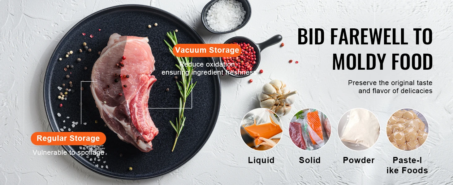 SucceBuy Food Vacuum Packing Machine Commercial Chamber Vacuum Sealer DZ-260A Kitchen Meat Packaging Food Saver Sealing Machine