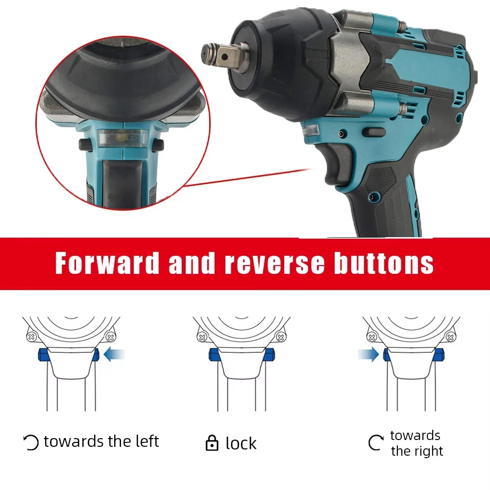 1/2 inch Brushless Electric Wrench 1800N.M Cordless Impact Wrench Screwdriver Power Tool for Makita 18V Battery Pin