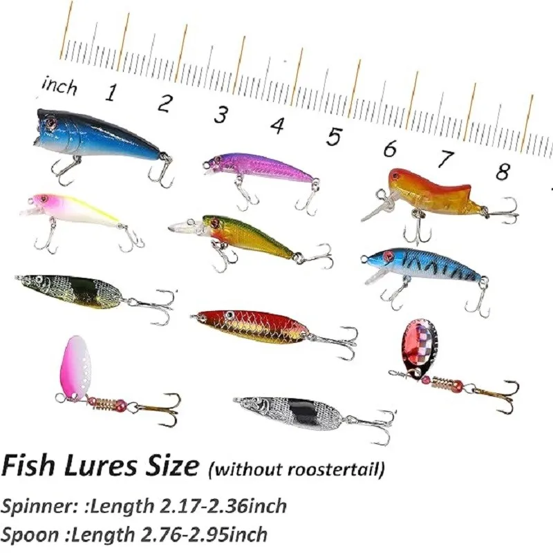 30pcs Spoon Spinner Hard Bait Fishing Lures Metal Minnow Popper Cicada Plastic