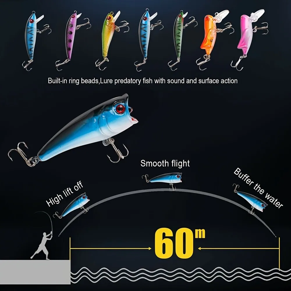 30pcs Spoon Spinner Hard Bait Fishing Lures Metal Minnow Popper Cicada Plastic